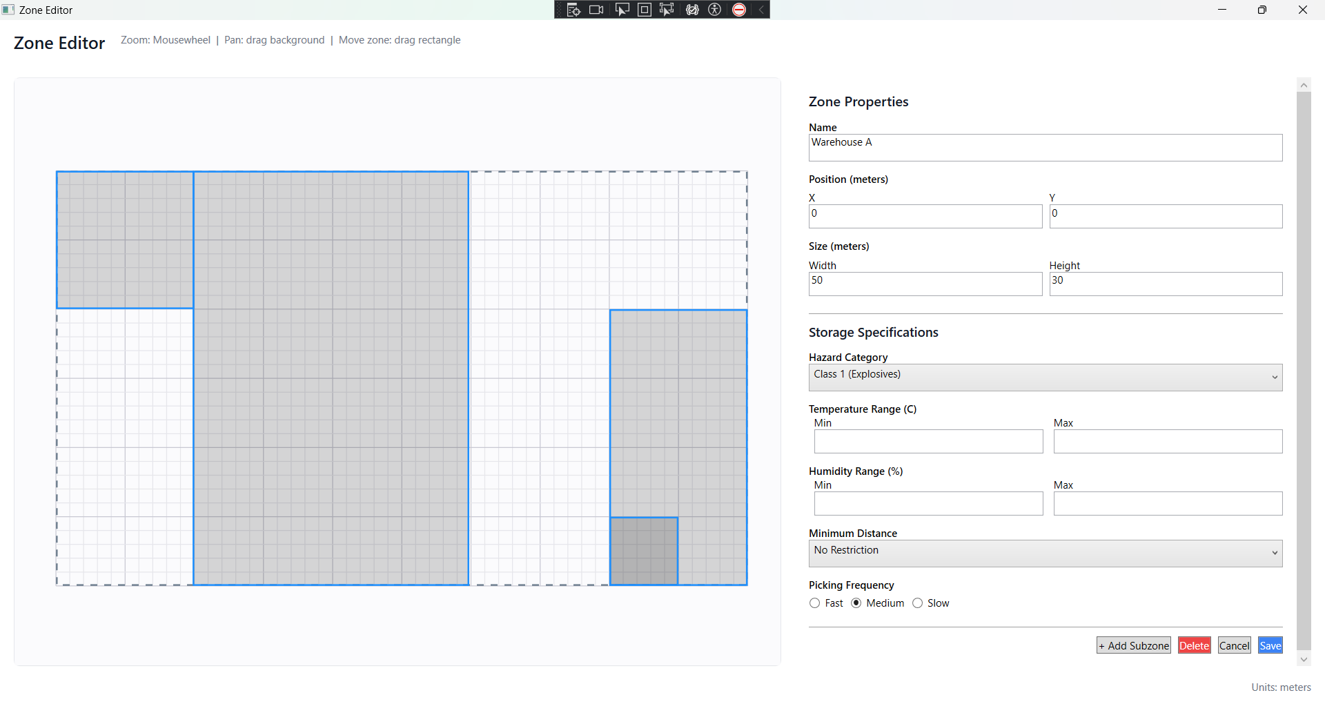 Warehouse overview snapshot